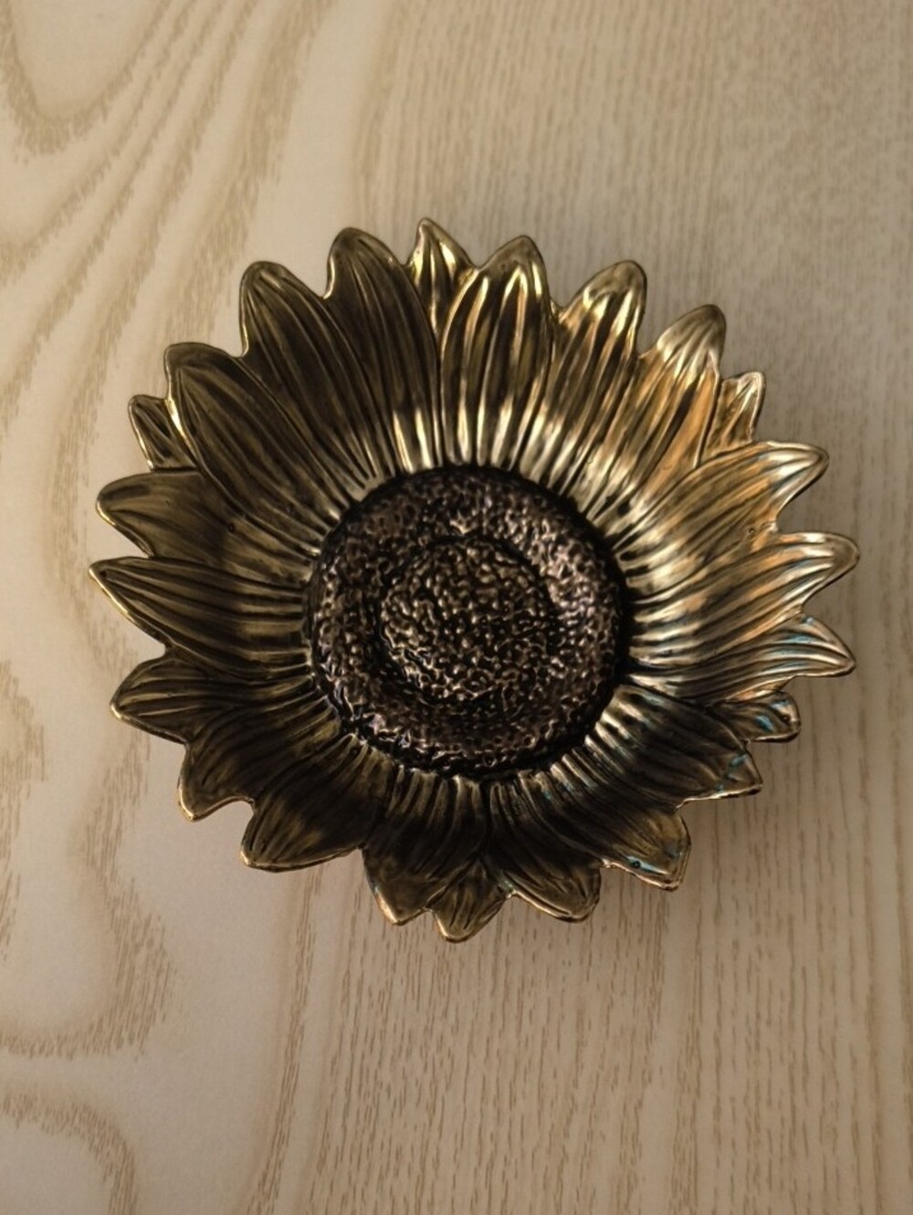 Sunflower Catch-all Decorative Dish in Metallic Gold and Dark Bronze